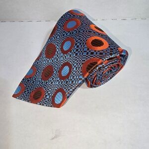 VINTAGE Blue brown Orange Neck Tie Golden Clasp‎ by Prince Consort